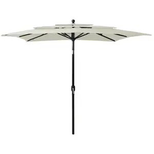 Comparateur de prix : vidaXL Parasol à 3 niveaux avec mât en aluminium Sable 2,5x2,5 m