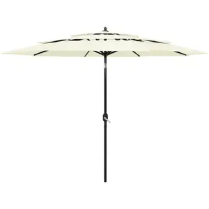Comparateur de prix : vidaXL Parasol à 3 niveaux avec mât en aluminium Sable 3 m