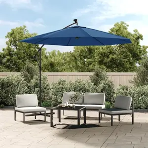 vidaXL Tissu de remplacement pour parasol déporté Bleu azuré 350 cm pas cher