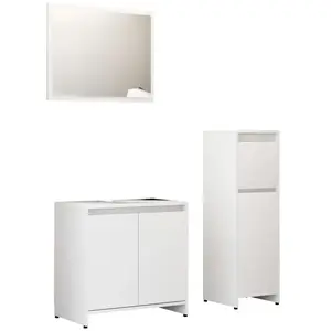 Comparateur de prix : vidaXL Ensemble de meubles de salle de bain 3 pcs Blanc Aggloméré