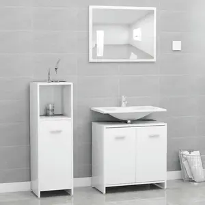 Comparateur de prix : vidaXL Ensemble de meubles de salle de bain 3 pcs Blanc Aggloméré