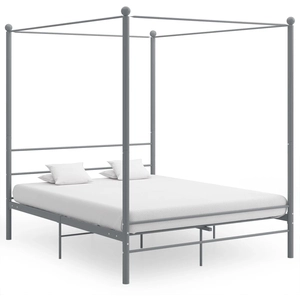 vidaXL Cadre de lit à baldaquin Gris Métal 180x200 cm pas cher