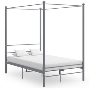 vidaXL Cadre de lit à baldaquin Gris Métal 160x200 cm pas cher
