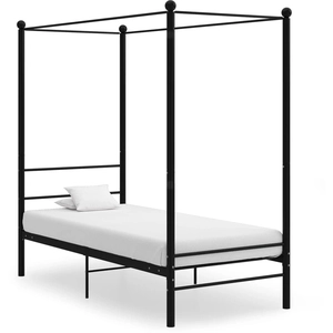 vidaXL Cadre de lit à baldaquin Noir Métal 90x200 cm pas cher