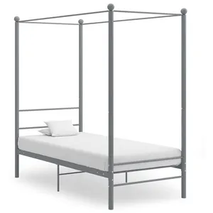 vidaXL Cadre de lit à baldaquin Gris Métal 90x200 cm pas cher