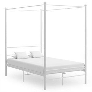 vidaXL Cadre de lit à baldaquin sans matelas blanc 140x200 cm métal pas cher