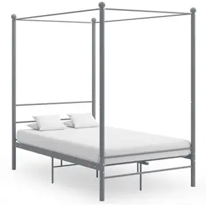 vidaXL Cadre de lit à baldaquin Gris Métal 140x200 cm pas cher