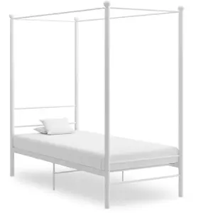 vidaXL Cadre de lit à baldaquin Blanc Métal 100x200 cm
