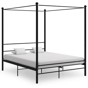vidaXL Vidaxl Cadre De Lit À Baldaquin Sans Matelas Noir 160x200 Cm Métal pas cher