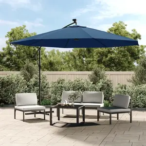 vidaXL Parasol déporté avec lumières LED Bleu azuré 350 cm pas cher