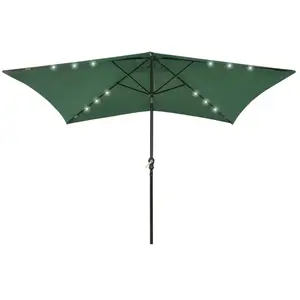vidaXL Parasol avec LED et mât en acier Vert 2x3 m pas cher