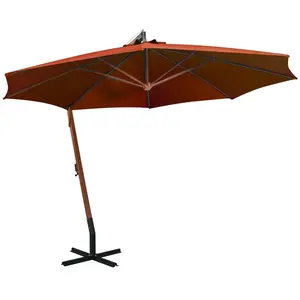 vidaXL Parasol suspendu avec mât Terre cuite 3,5x2,9 m Bois de sapin pas cher