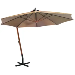 Comparateur de prix : vidaXL Parasol suspendu avec mât Taupe 3,5x2,9 m Bois de sapin massif
