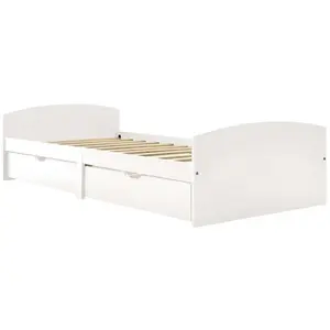vidaXL Cadre de lit avec 2 tiroirs blanc bois de pin massif 90x200 cm pas cher