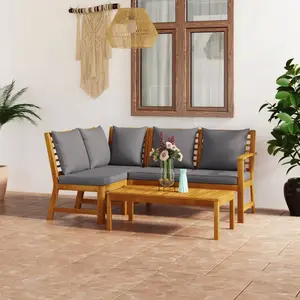 vidaXL Salon de jardin 4 pcs avec coussin Bois d'acacia solide pas cher