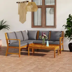 Comparateur de prix : vidaXL Salon de jardin 4 pcs avec coussin Bois d'acacia solide