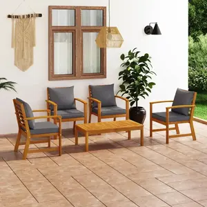 vidaXL Salon de jardin 5 pcs avec coussin Bois d'acacia solide pas cher