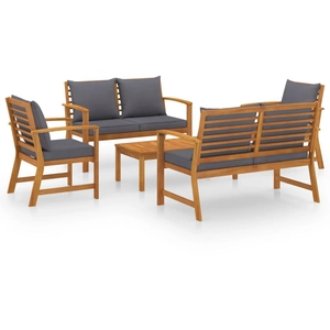 vidaXL Salon de jardin 5 pcs avec coussin Bois d'acacia solide pas cher