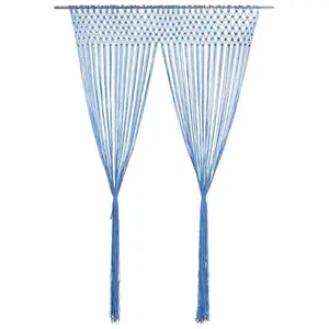 vidaXL Rideau en macramé Bleu 140x240 cm Coton pas cher