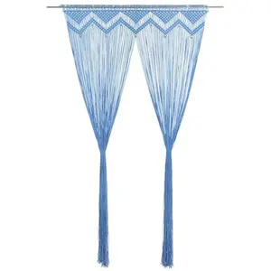 Comparateur de prix : vidaXL Rideau en macramé Bleu 140x240 cm Coton