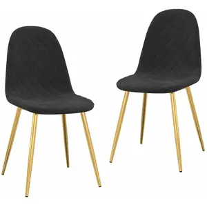 vidaXL Chaises à manger lot de 2 Noir Velours pas cher