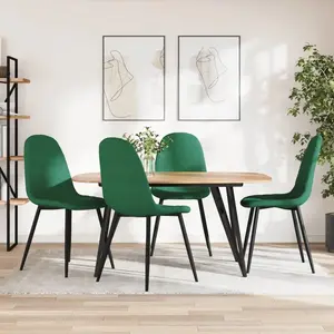 vidaXL Chaises à manger lot de 4 Vert foncé Velours pas cher