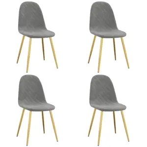 vidaXL Chaises à manger lot de 4 Gris clair Velours pas cher
