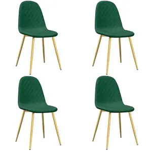 vidaXL Chaises à manger lot de 4 Vert foncé Velours pas cher