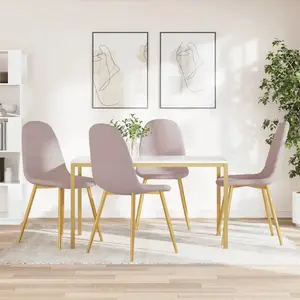 vidaXL Chaises à manger lot de 4 Rose Velours pas cher