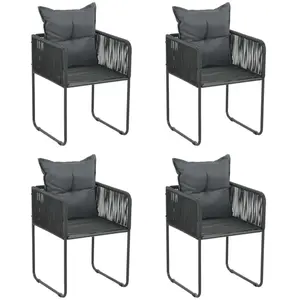 Comparateur de prix : vidaXL Chaises d'extérieur lot de 4 avec oreillers Résine tressée Noir