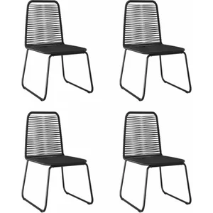 vidaXL Chaises d'extérieur 4 pcs Résine tressée Noir pas cher