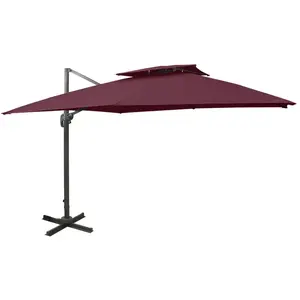 Comparateur de prix : vidaXL Parasol déporté avec double toit 300x300 cm rouge bordeaux