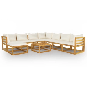vidaXL Salon de jardin 7 pcs avec coussin Crème Bois d'acacia solide pas cher