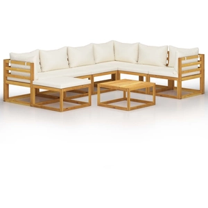 Comparateur de prix : vidaXL Salon de jardin 8 pcs avec coussin Crème Bois d'acacia solide