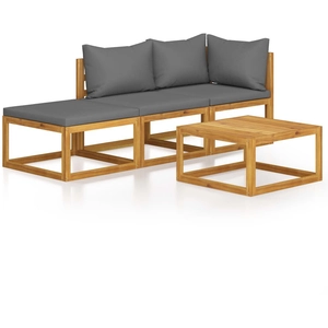 vidaXL Salon de jardin 4 pcs avec coussin Bois d'acacia solide pas cher