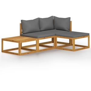 vidaXL Salon de jardin 4 pcs avec coussin Bois d'acacia solide pas cher