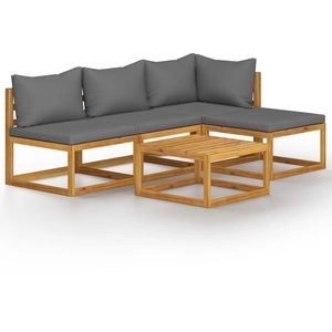 vidaXL Salon de jardin 5 pcs avec coussin Bois d'acacia solide pas cher
