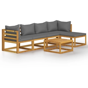 vidaXL Salon de jardin 6 pcs avec coussin Bois d'acacia solide pas cher