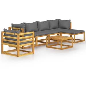 vidaXL Salon de jardin 7 pcs avec coussin Bois d'acacia solide pas cher