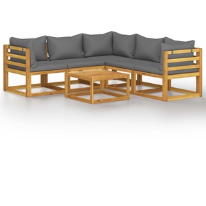 vidaXL Salon de jardin 6 pcs avec coussin Bois d'acacia solide pas cher
