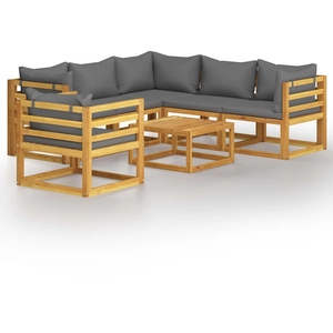 vidaXL Salon de jardin 7 pcs avec coussin Bois d'acacia solide pas cher