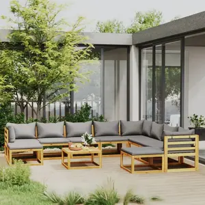vidaXL Salon de jardin 11 pcs avec coussin Bois d'acacia solide pas cher