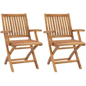 vidaXL Chaises de jardin pliables lot de 2 Bois de teck massif pas cher