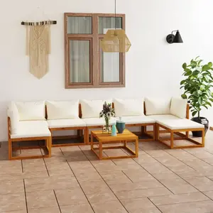 vidaXL Salon de jardin 8 pcs avec coussin Crème Bois d'acacia solide pas cher