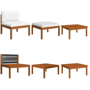 vidaXL Salon de jardin 3 pcs avec coussins Bois d'acacia massif pas cher
