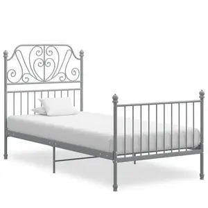 vidaXL Cadre de lit Gris Métal 90x200 cm pas cher
