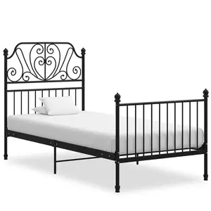 vidaXL Cadre de lit Noir Métal 90x200 cm pas cher