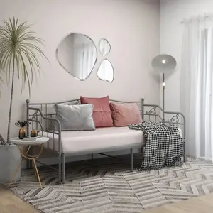 vidaXL Cadre de canapé-lit extensible sans matelas gris métal 90x200cm pas cher