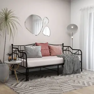vidaXL Cadre de canapé-lit extensible Noir Métal 90x200 cm pas cher