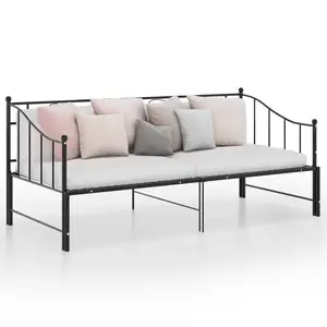 vidaXL Cadre de canapé-lit extensible Noir Métal 90x200 cm pas cher
